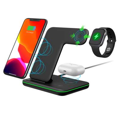 3 in 1 15W QC3.0 Custom Logo Magnetic Unique Travel Multi Function Restaurant Wireless Dual Charger For All QI Devices