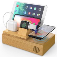 New (2019) Bamboo Wireless Charging Station for Airpods /iPhones/iPads/Apple watch series 5/4/3/2/1