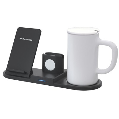 Mug Warmer 15W QI Wireless Charger 4 in 1 Charging Stand Dock Station Cup For Apple Watch