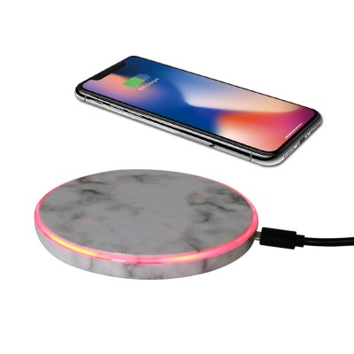 Round Ultra Thin Marble Compatible Qi-Certified 10W Charging Wireless Fast Charger Stand